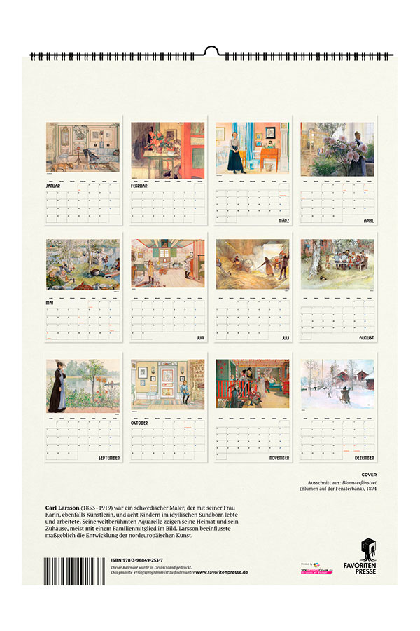 Kalender 2027: Carl Larsson - Layout