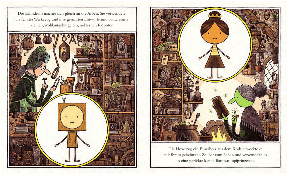 Tom Gauld: Der kleine Holzroboter und die Baumstumpf-Prinzessin - Layout