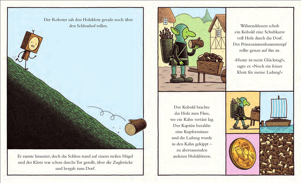 Tom Gauld: Der kleine Holzroboter und die Baumstumpf-Prinzessin - Layout
