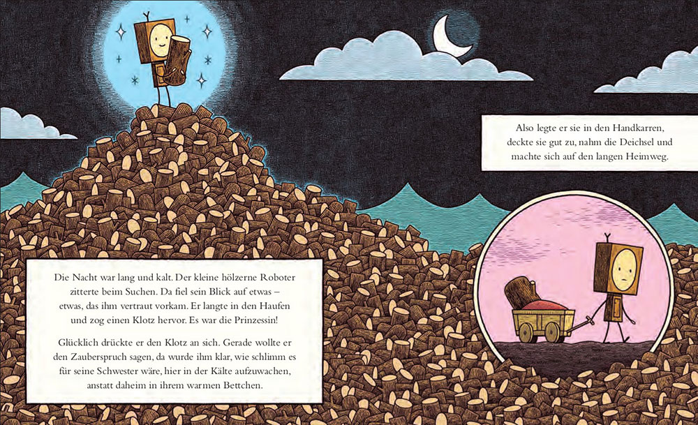 Tom Gauld: Der kleine Holzroboter und die Baumstumpf-Prinzessin - Layout